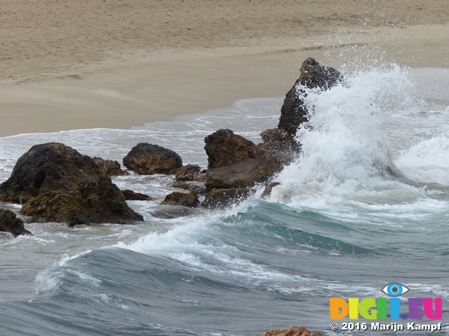 FZ026840 Waves splashing on beach by Es Canar